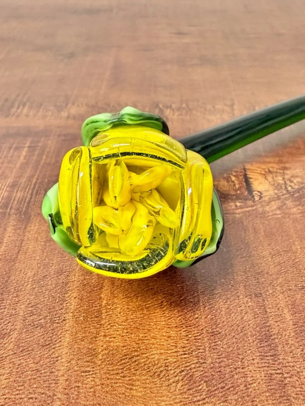 Hand Blown Glass Flowers Set of 4 Long Stem Floral Decor